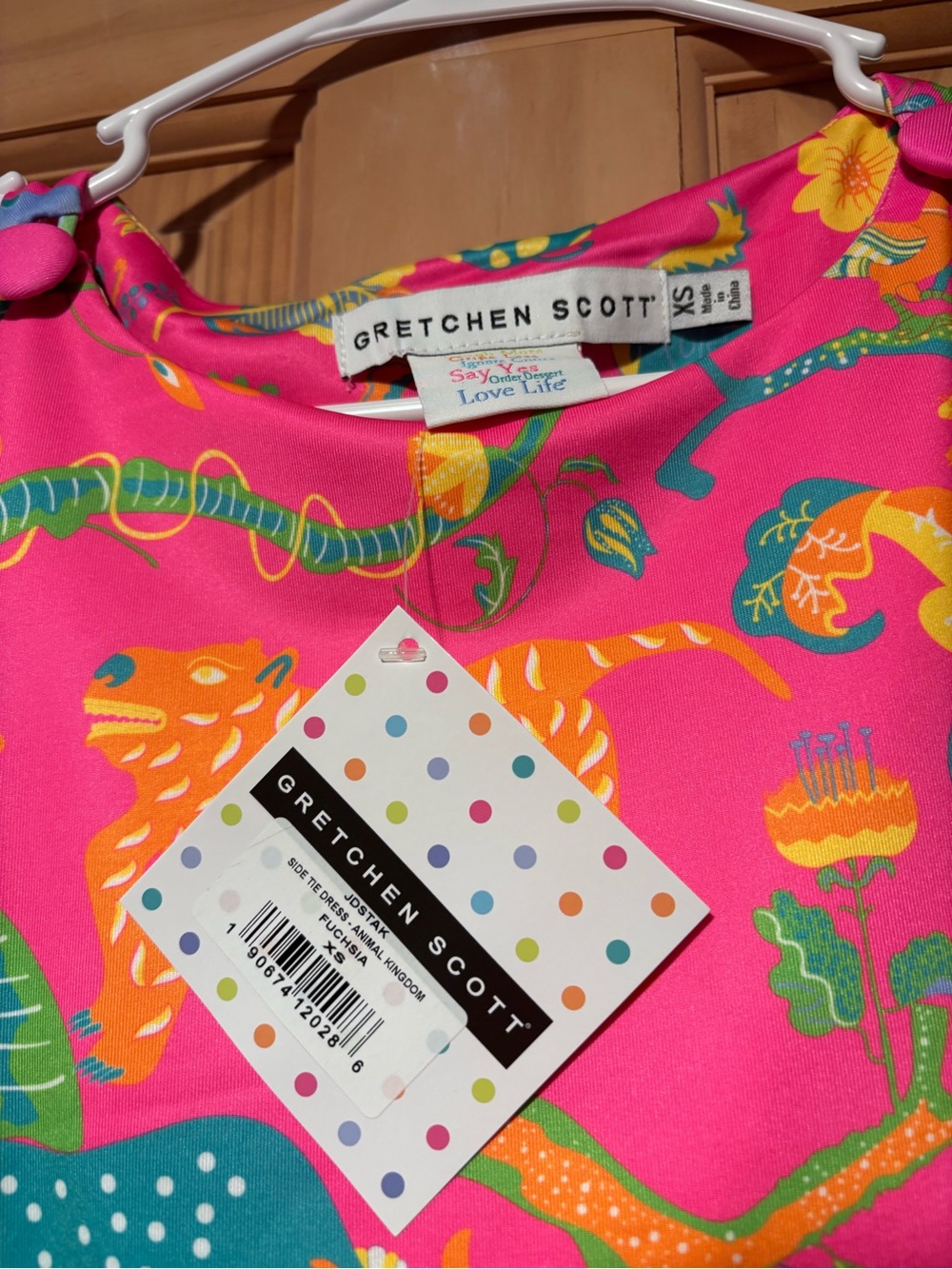 Gretchen Scott Designs Bright Pink Animal Print Side-Tie Dress - Picture 4 of 5